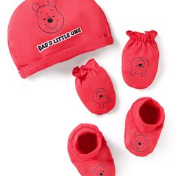 Babyhug Disney Interlock Knit Caps Mitten & Booties Set with Winnie the Pooh Graphics Red - Diameter 11 cm-4