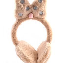 ZQBIEE Fur Bunny Ear Glitter Applique Detailed Earmuffs - Light Brown-image-26