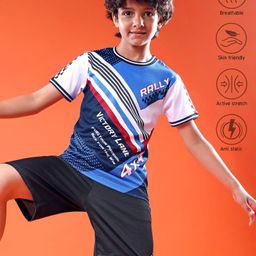 Pine Active Knit Half Sleeves Printed T-Shirt - Blue-image-65