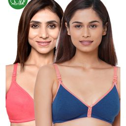 Inner Sense Organic Cotton Pack Of 2 Solid Antimicrobial Soft Feeding Bras - Multi Colour-image-81