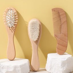 Tony Stark 3 Piece Baby Hair Brush & Comb Set, Wooden Baby Hair Comb Set for Newborn Babies, Natural Fiber Hair Brush for Toddlers with Soft Bristles with Pouch-14