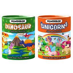 WONDRBOX Jigsaw Puzzle for Kids for Age 5 6 7 Years Boys and Girls | 60 Pieces | Size 15X10 Inches (Dino+Unicorn)-image-48