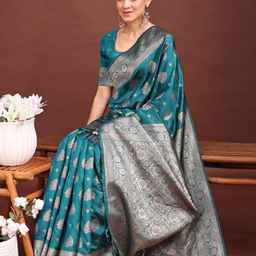 Astita Ethnic Motifs Woven Design Zari Banarasi Saree-image-15