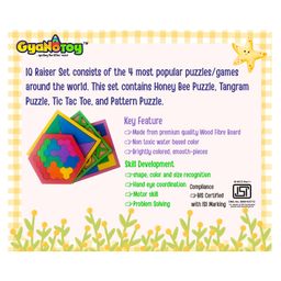 GYANOTOY Wooden IQ Raiser Set of Honey Bee Tangram Tic Tac Toe & Pattern Puzzle - Pack of 4 image 3