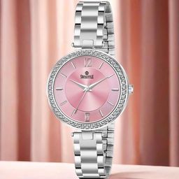 SWISSTYLE Men Brass Embellished Dial & Stainless Steel Straps Analogue Watch SS-LR712-PNK-CH-12