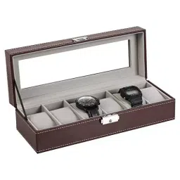 CATRON 6 Slots Leather Watch Display Case Organizer Jewelry Storage for Men Gifts-image-3