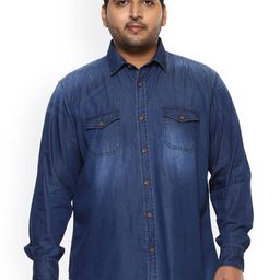 John Pride Plus Size Men Blue Regular Fit Solid Casual Shirt-64