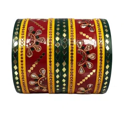 TAJ BRIDAL STORE Set Of 10 Chura Kundan-Studded Bangles-picture-16