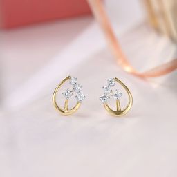 Mia by Tanishq 14KT Yellow Gold and Diamond Gleaming Teardrop Earrings-65