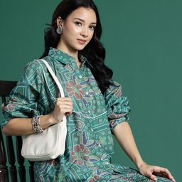 Sangria Bandhani Printed Ethnic Co-Ords-image-68
