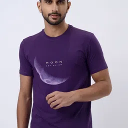 JADE BLUE Men Typography Printed Pure Cotton Slim Fit T-shirt-image-52