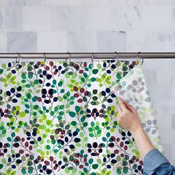 ArtzFolio White & Green Floral Printed Waterproof Shower Curtain-20