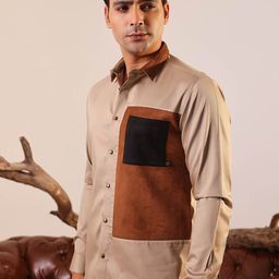 ABKASA Men Classic Slim Fit Spread Collar Colourblocked Cotton Casual Shirt-image-6