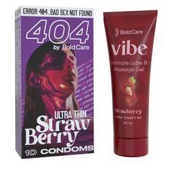 Bold Care Set Of 2 Vibe Strawberry Lube - 50 ml With Ultra Thin Strawberry Condoms - 10Pcs-6