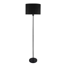 Sanded Edge Miller Floor Lamp in Solid Natural Wood Color with Oval Shade Black-5