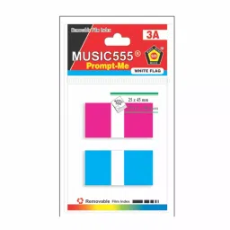 Music 555 Prompt-Me White Flag 25x45 mm 2 Neon Color 50 Sheets, PWF-102 (Pack 50 Pcs)-picture-22