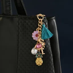 ToniQ Blue & Pink Metal Floral Bag Charms-58