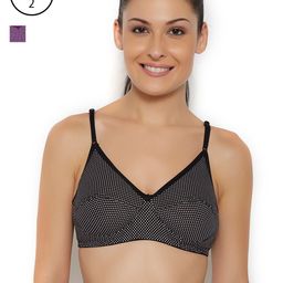 Floret Women Pack Of 2 Printed Non-Wired Non Padded T-shirt Bra NOORI_BLACK-picture-30