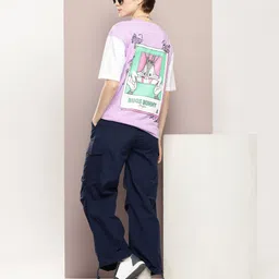 Kook N Keech Looney Tunes Printed Drop-Shoulder Sleeves Pure Cotton Oversized T-shirt-image-23