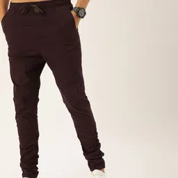 Moda Rapido Men Brown Jogger Fit Solid Regular Trousers-picture-24