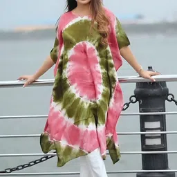 CORSICA Women Tie and Dye Dyed Crepe Kaftan Midi Dress-picture-29