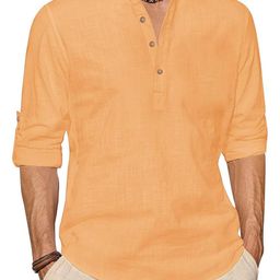 Edin Men Orange Cotton Kurtas-image-92
