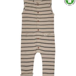 Turtledove London Sleeveless Organic Cotton Striped Dungaree - Beige-image-73
