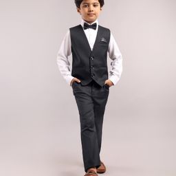 Robo Fry Full Sleeves 3 PieceParty Suit With Bow -Black White-picture-22