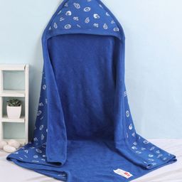 Babyhug Terry Knit Hooded Bath Towel Helmet Print L 72 x B 72 cm - Blue-image-16