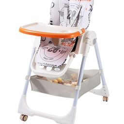 StarAndDaisy Galaxy Star Baby High Chair Foldable Feeding Chair Strong Dining Chair for baby with height adjustment with storage basket- Orange-18