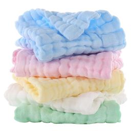 SYGA BABY NAPKIN Six-Layer Gauze 30 * 30 Plain Color Square Scarf Five Baby Children's Handkerchief Seersucker Small Square Scarf-picture-5