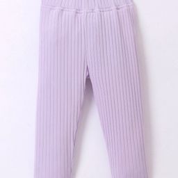 Little Kangaroos Woven Full Length Solid Color Ribbed Leggings - Purple-picture-32