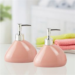Kookee Ceramic Soap Dispenser handwash Pump for Bathroom, Set of 2, Pink (9516)- 300 ml-image-82
