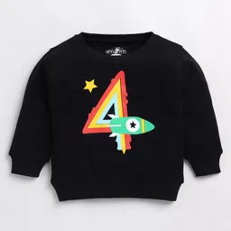 CUTOPIES Full Sleeves Space Theme & Number Printed Sweatshirt - Black-picture-45