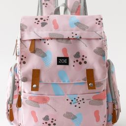 Zoe Multi-storage Diaper Backpack with Abstract Print Travel Friendly - Pink-image-12