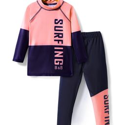 KIDLINGSS Full Sleeves Surfing Text Printed Tee & Pant Set - Light Pink-image-45