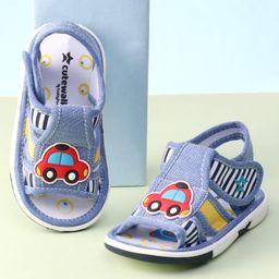 Cute Walk by Babyhug Velcro Closure Sandals With Car Patch - Blue-image-77