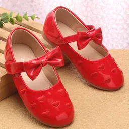 Babyoye Velcro Closure Ballerina With Heart Embroidery & Bow Applique - Red-picture-28