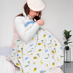 Mom's Home Organic Cotton Muslin Nursing Cover for Breastfeeding/Feeding Apron - White-image-18