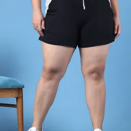 theRebelinme Women Plus Size Colourblocked High-Rise Technology Shorts-picture-43