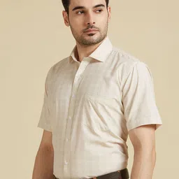 MARK & ALBERT Men India Slim Fit Spread Collar Checked Cotton Formal Shirt-image-76