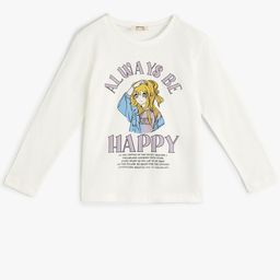 Koton Girls Graphic Printed Round Neck Cotton T-shirt-picture-29