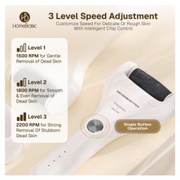 HOMEBASIC Rechargeable Callus Remover with 3 Rollers 3 Speeds, 45 Min Runtime image 3