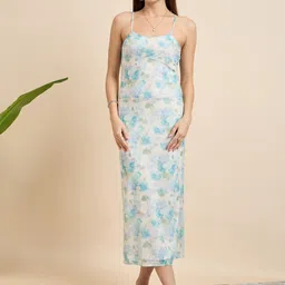 Mast & Harbour Floral Printed Shoulder Straps Bodycon Midi Dress-image-86