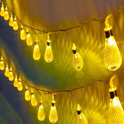 KAVYARA White & Gold Toned Champagne Shape Metal String Lights-15
