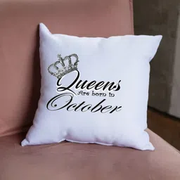 Loops n knots White & Black Queens Are Born In October Printed Pre-Filled Cushions-picture-25