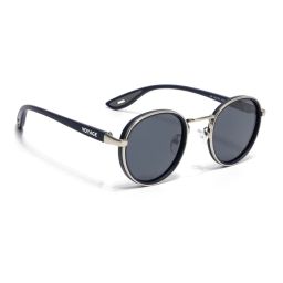 Voyage Unisex Round Polarized Sunglasses Grey Lens with Silver & Blue Frame (PMG6677) (56)-picture-5
