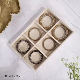 La Trove Luxury Velvet 6 Slot Bangle Organiser Jewellery Tray (30X20X3.5 Cm)-picture-1