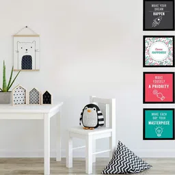 Chaka Chaundh Multicoloured Set of 4 Piece Wood Other Wall Paintings-image-33