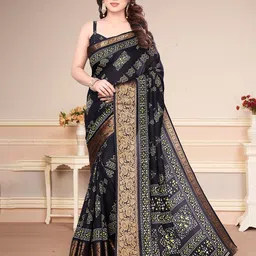 SUPERLAXMI Women Printed Zari Silk Blend Bandhani Saree-51